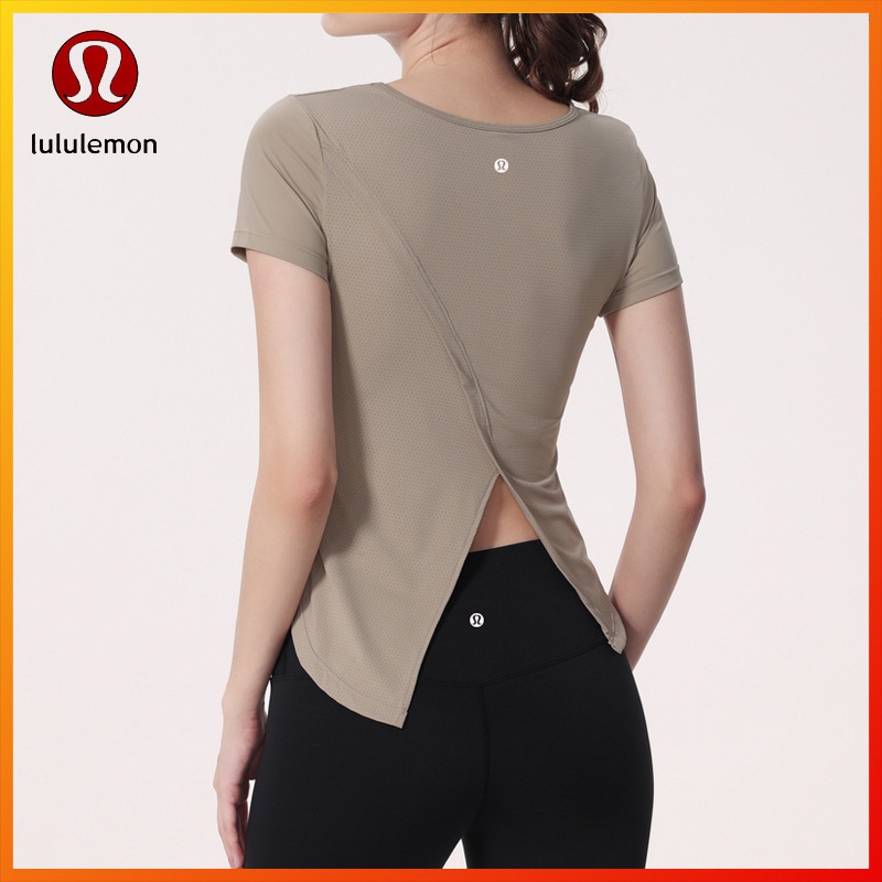 Lululemon Áo Thun Tay Ngắn Cổ Tròn Thiết Kế Xẻ Tà 1320 Độc Đáo Thời Trang Cho Nữ