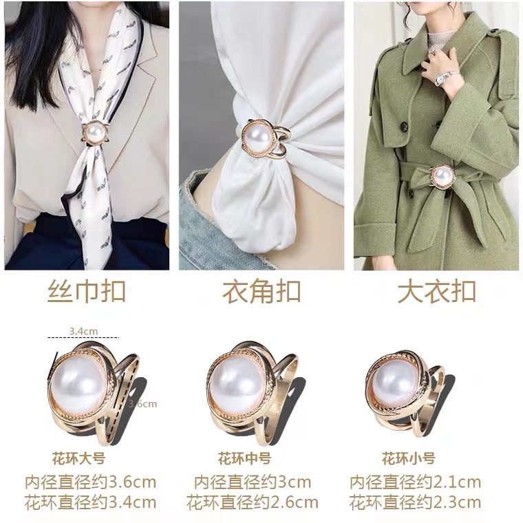 Ghim Cài Khăn Lụa Cố Định Thắt Lưng Cố Định Hình Hoa Trà Đính Ngọc Trai Thời Trang Cao Cấp Mới Cho Nữ