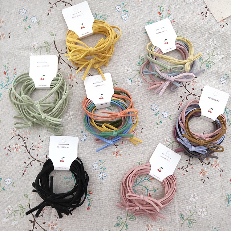 Set 3 Dây Cột Tóc Cao Su Co Giãn Đính Nơ Đơn Giản Phong Cách Hàn Quốc