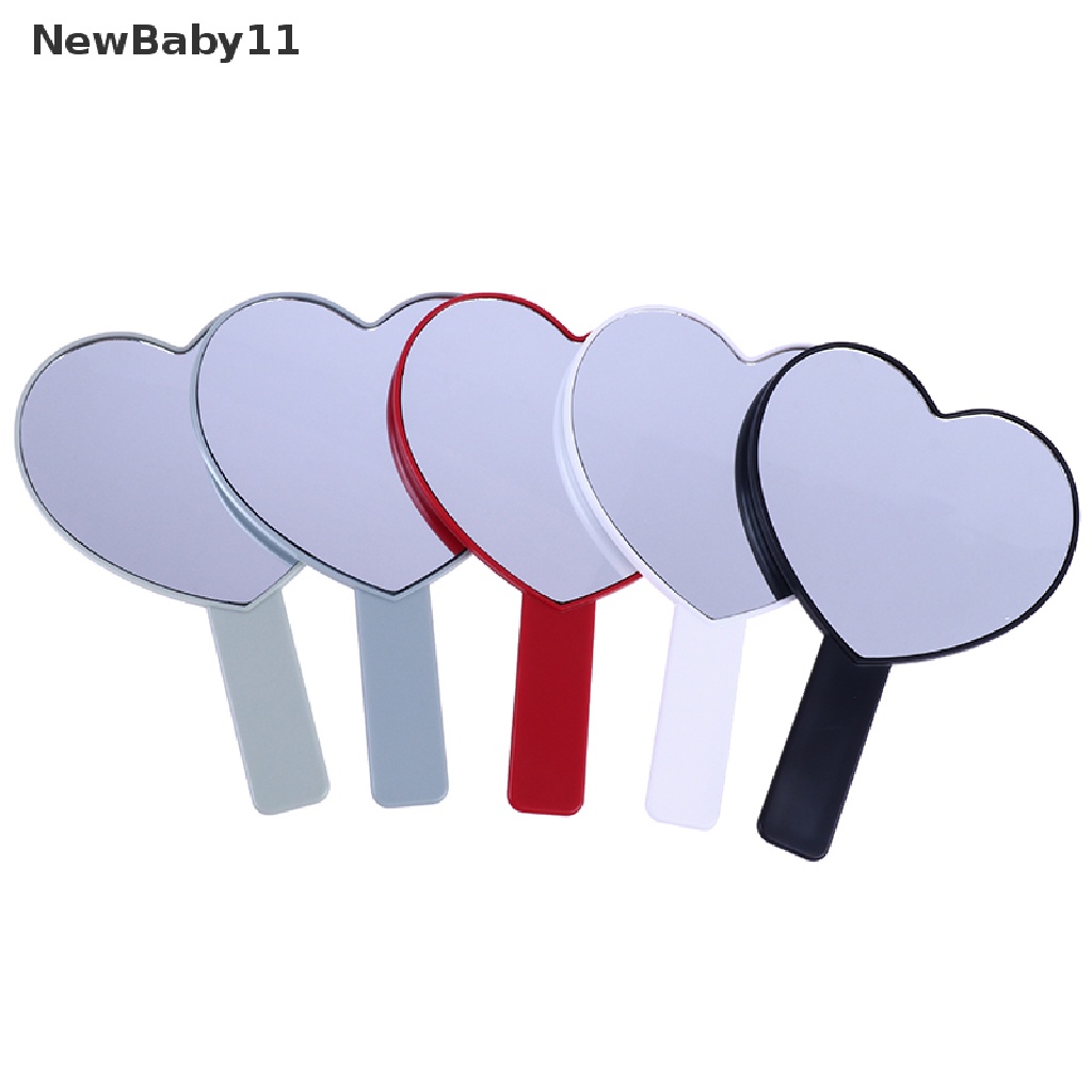 1 Gương Trang Điểm Cầm Tay Hình Trái Tim Có Tay Cầm Tiện Lợi Dành Cho Đi Du Lịch