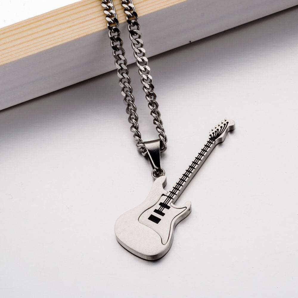 Vòng cổ Inox Mặt Đàn Guitar Điện Sáng Tạo Unisex