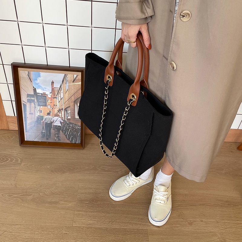 Túi Xách canvas Sức Chứa Lớn Phong Cách Hàn Quốc Đơn Giản Cho Nữ