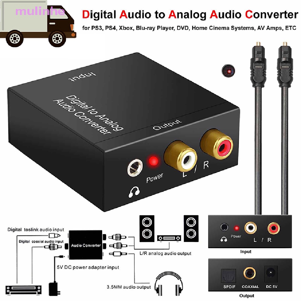 mulinhe Optical Coax Toslink Digital to Ana Converter RCA L/R Stereo Audio Adapter vn
