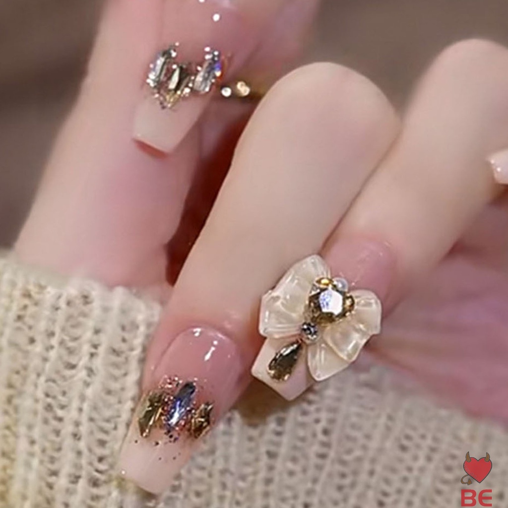 YADORNOS Set 24 Móng Tay Giả Đính Đá Hình Bướm Xinh Xắn