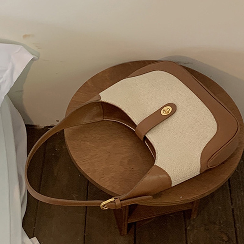 Túi Đeo Vai Bằng Vải canvas Chất Lượng Cao Màu Sắc Khối Lập Phương Cổ Điển Pháp Dành Cho Bạn Nữ