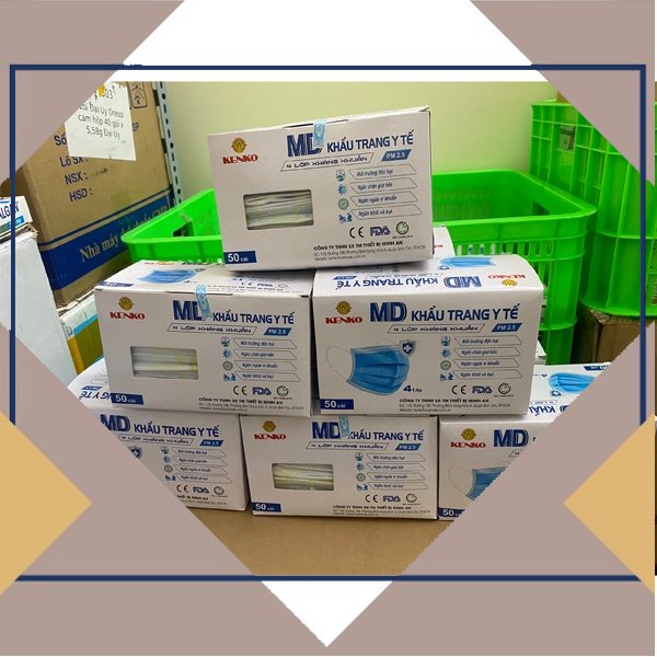 Khẩu trang y tế kháng khuẩn 4 lớp MD kenko hộp 50 cái màu trắng
