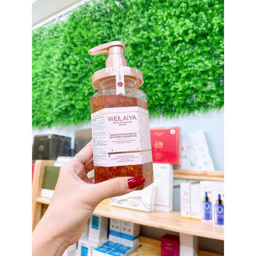 Sữa Tắm Weilaya Hoa Hồng Damask Trắng da Hương Nước Hoa 450ml
