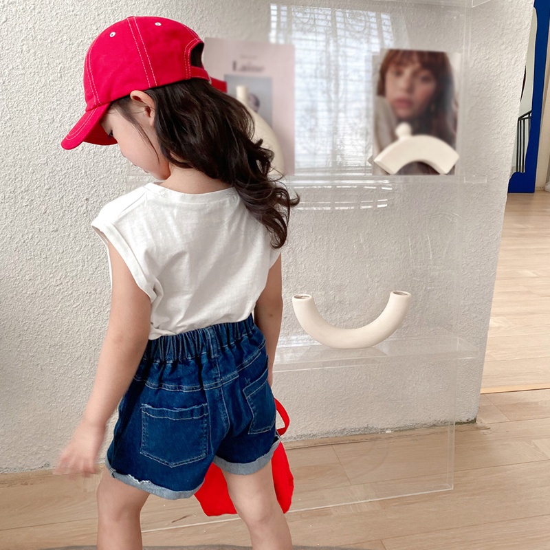 Quần Short Denim Lưng Thun Co Giãn Một Nút Thời Trang Mùa Hè Phong Cách Hàn Quốc Cho Nam Và Nữ