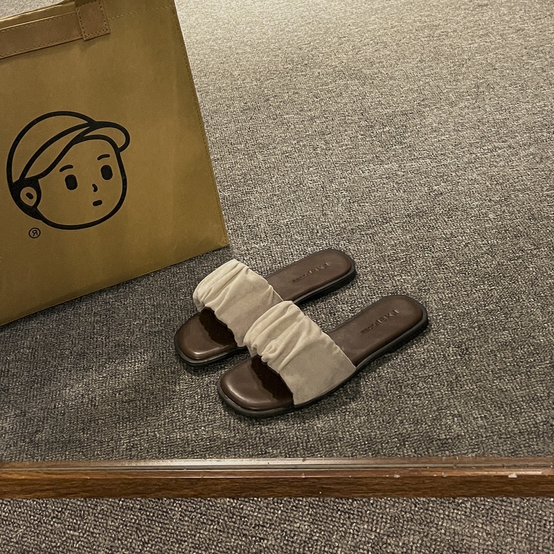 Dép Sandal Xếp Ly Mũi Vuông Phong Cách Pháp Thời Trang Mùa Hè Cho Nữ Crush151