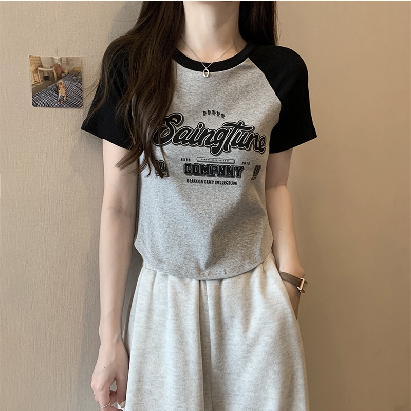 COZOKC Áo Thun Ngắn Tay Dáng Ôm Thời Trang Vintage Cá Tính