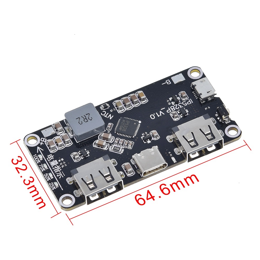 Bảng Mạch Sạc Pin 18650 Hai Cổng USB 3.7V Sang 5V 9V 12V QC2.0 QC3.0