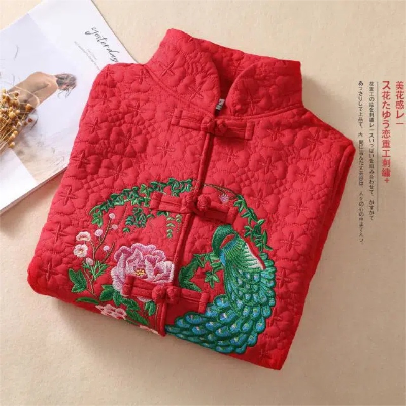 Áo Khoác Cotton Không Tay Thêu Họa Tiết Theo Phong Cách Retro