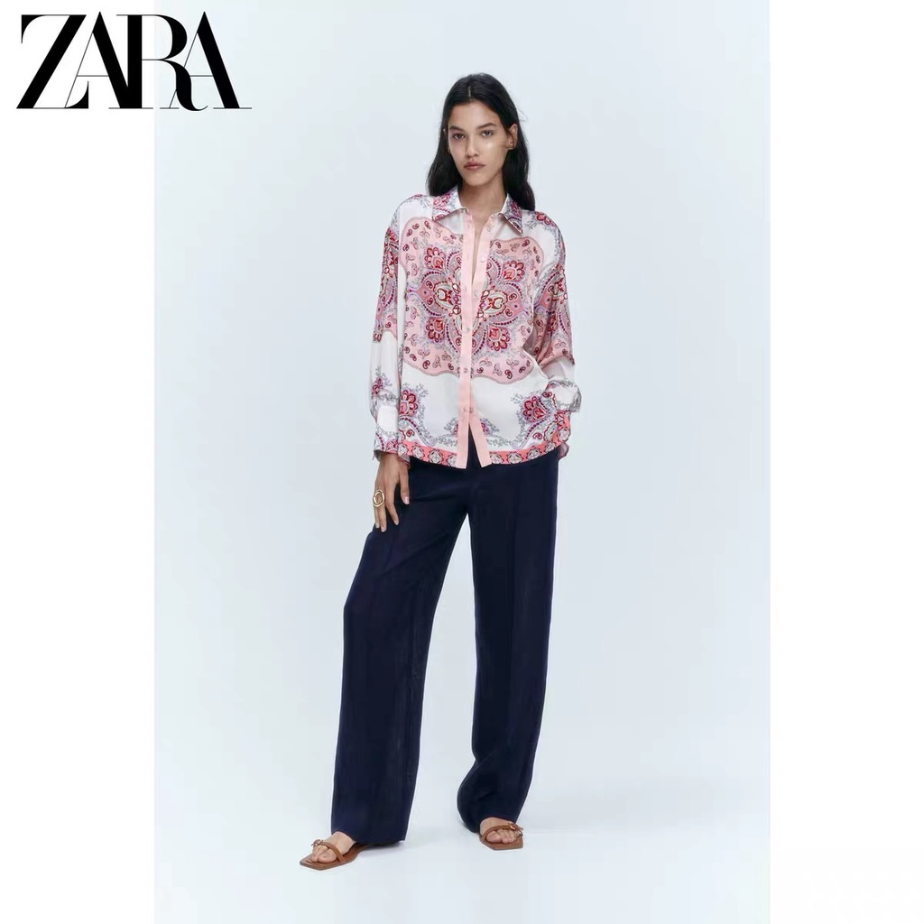 Áo Sơ Mi Hiệu ZARA In Họa Tiết Cá Tính Cho Nữ