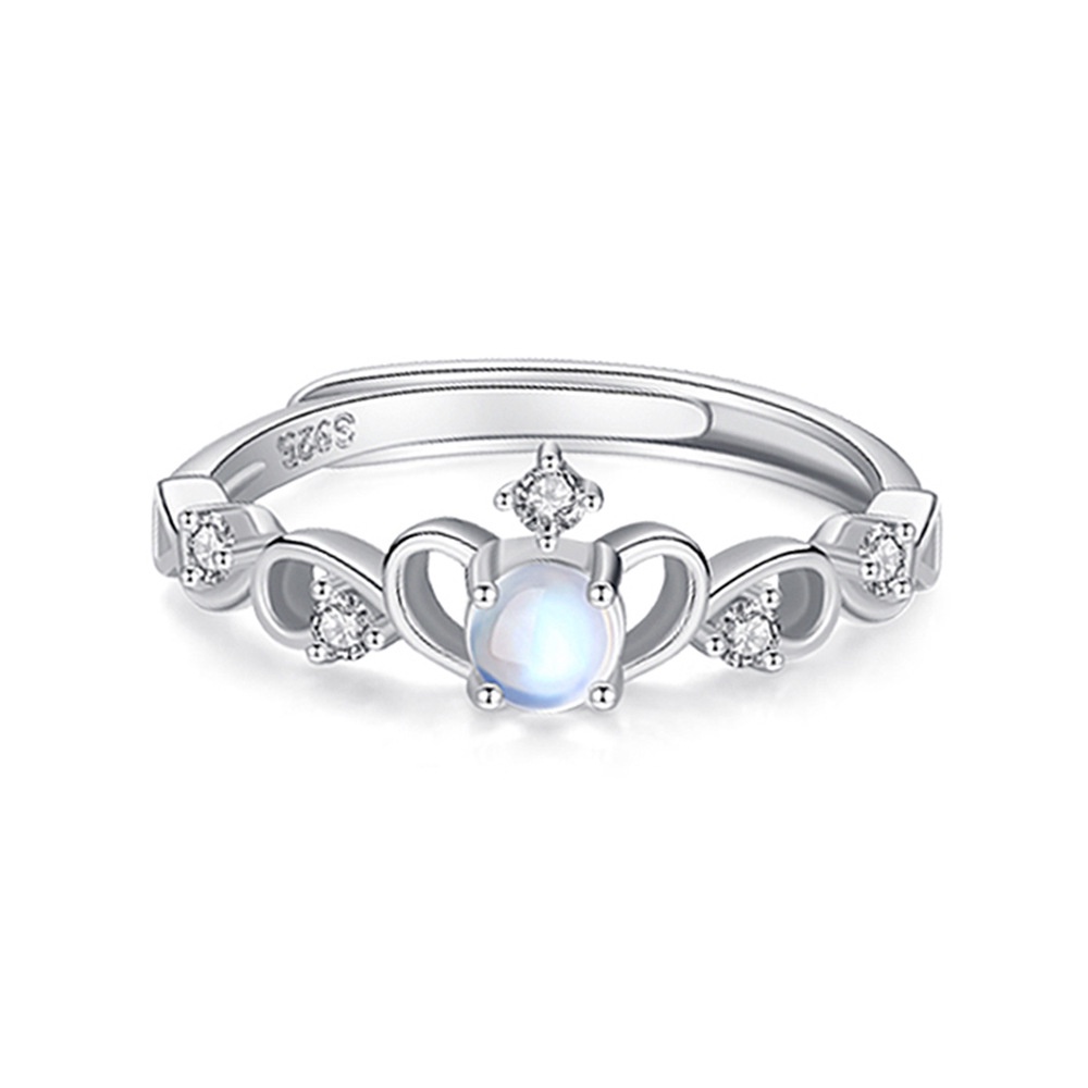 Nhẫn Hở Mạ Bạc 925 Đính Đá Mặt Trăng / Biểu Cảm Lãng Mạn Thời Trang Cho Cặp Đôi