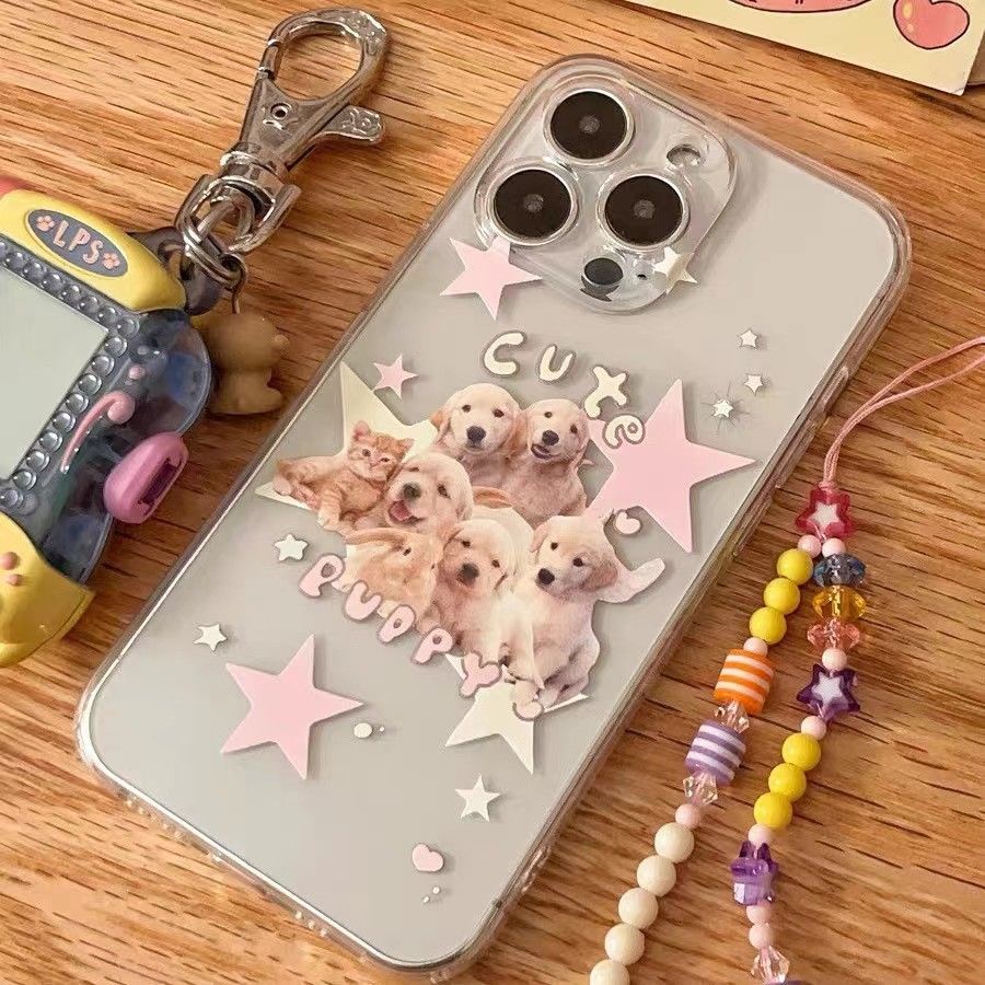 ✅Ốp Điện Thoại Mềm Trong Suốt Chống Sốc Hình Cún Và Ngôi Sao Cho iPhone13 / 14 11 12 xr 6p78pins