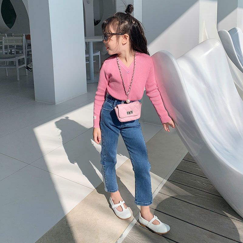 Quần Jean Dài Dáng Rộng Phong Cách Hàn Quốc Thời Trang Mùa Xuân Hàng Mới Cho Bé Gái