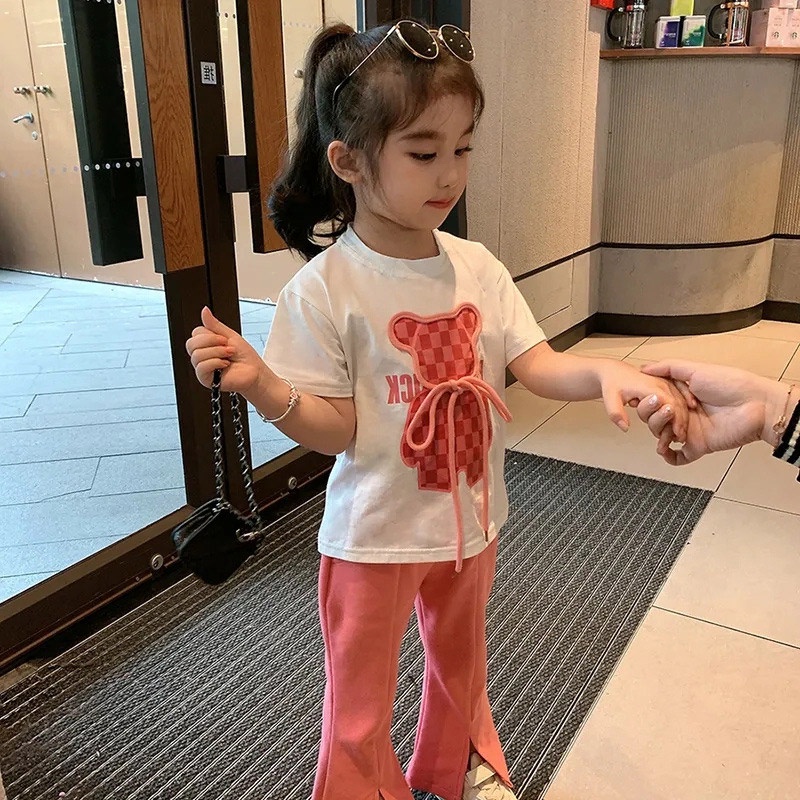 Bololo Set Áo Thun Tay Ngắn + Quần short Họa Tiết Hoạt Hình Dễ Thương Cho Bé Gái