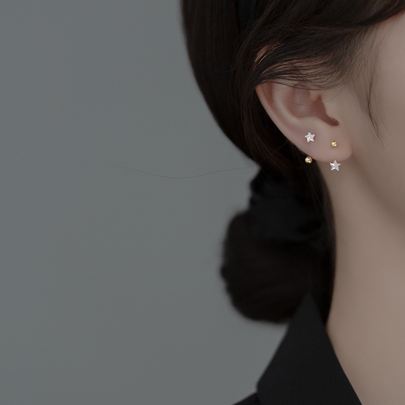 Bông tai bạc nữ Miêu Bạc khuyên tai ngôi sao đính đá cá tính chất liệu s925 phụ kiện trang sức nữ MB08