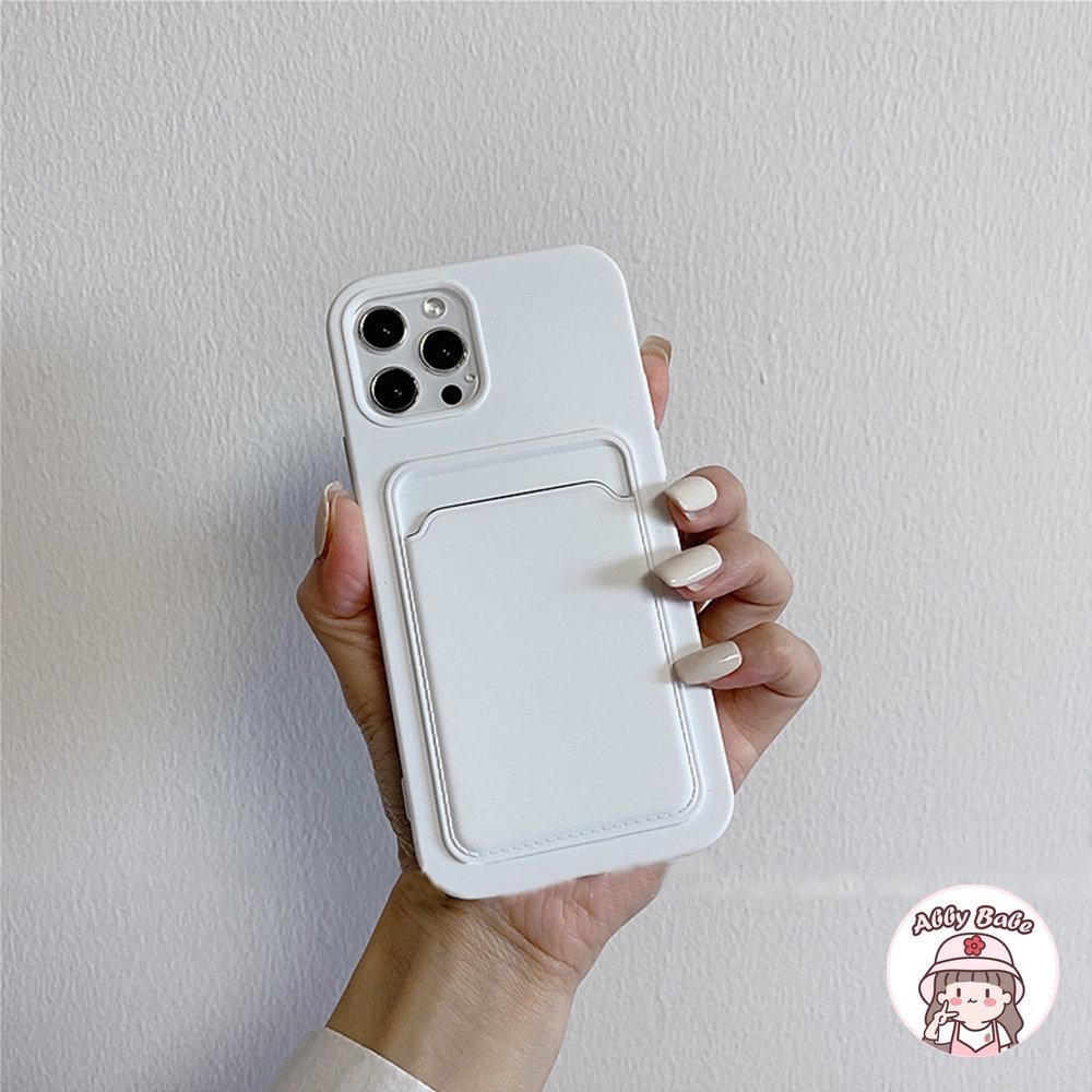 Ốp Điện Thoại Silicon Dẻo Màu Trắng Kèm Ngăn Đựng Thẻ Chống Bụi Bẩn Cho IPhone 14 Pro Max 13 12 11 Pro Max