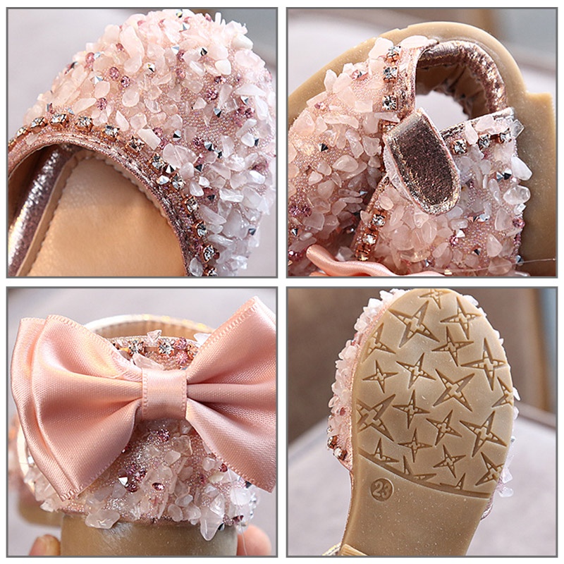 Bololo Giày Búp Bê Da Đế Mềm Đính Đá Xinh Xắn Phong Cách Hàn Quốc Cho Bé Gái