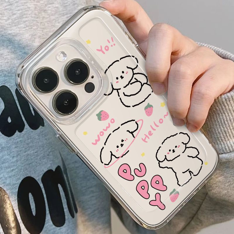✅Ốp Điện Thoại Trong Suốt Chống Sốc Hình Cún Và Dâu Tây Cho iPhone14promax 13 / 12 / 11 xr / xs 7 / 8p 8TJ7