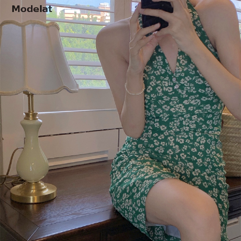Đầm chiffon mini GJCUTE MFC WTD hai dây in hoa phong cách boho quyến rũ thời trang mùa hè 2023