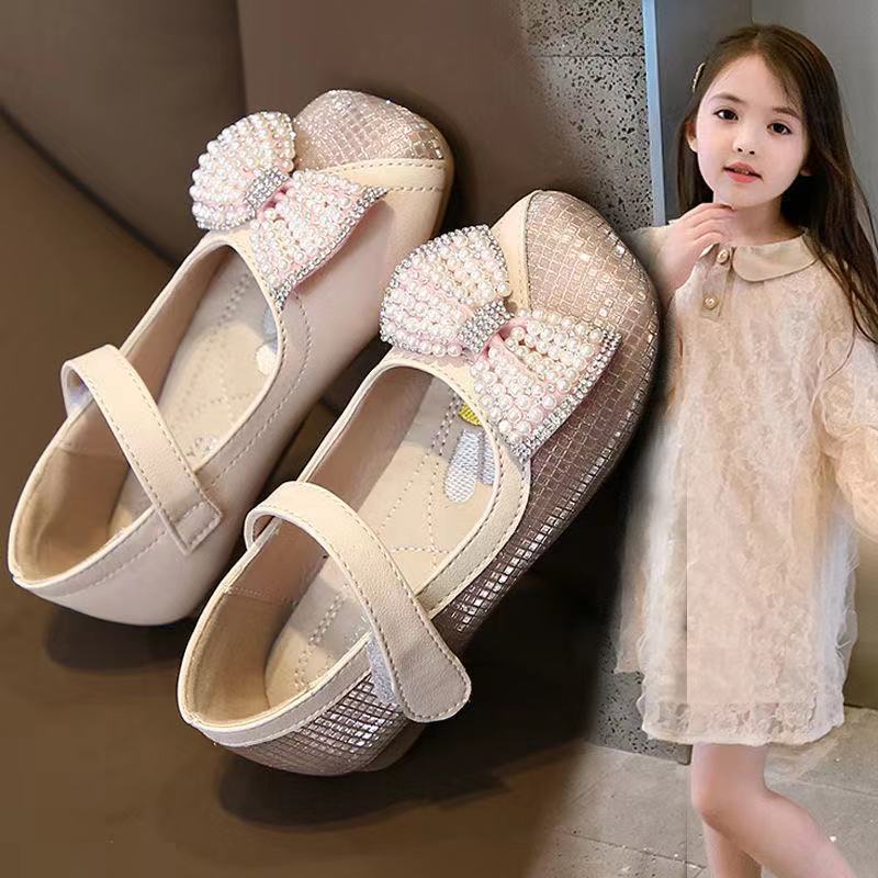 Xăng đan Công Chúa Đế Mềm Chống Trượt Đính Hạt Giả Ngọc Trai Phong Cách Hàn Quốc Dành Cho Bé Gái 2-13 Tuổi