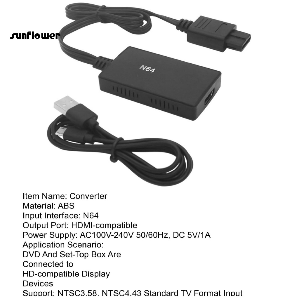 1 Bộ Dây Cáp Chuyển Đổi Video AC100V-240V N64 Sang HDMI Độ Chính Xác Cao 1080P Cho N64 / GameCube / SNES