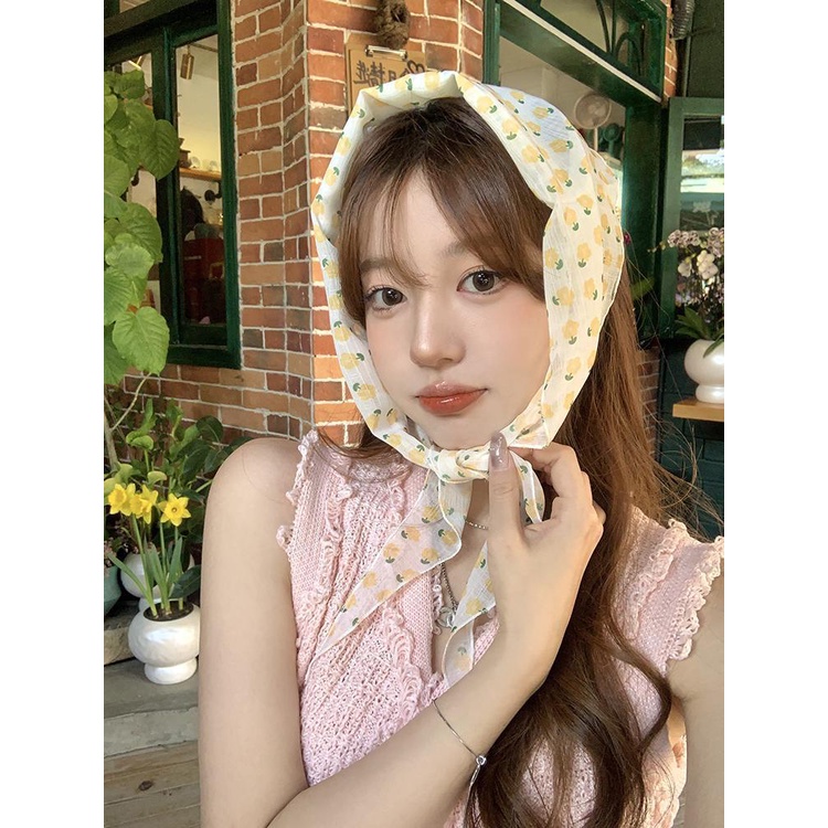 Khăn Quàng Cổ Chống Nắng In Họa Tiết Phong Cách Pháp Cổ Điển Dễ Phối Đồ Thời Trang Mùa Hè Cho Nữ