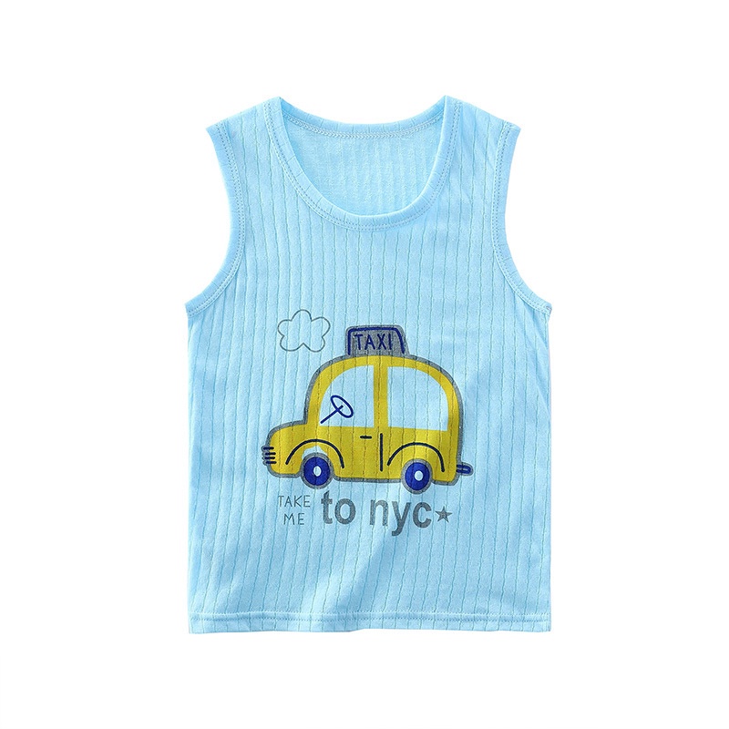 Áo lót IQ ANGEL cotton không tay họa tiết hoạt hình xinh xắn thời trang mùa hè dành cho trẻ em