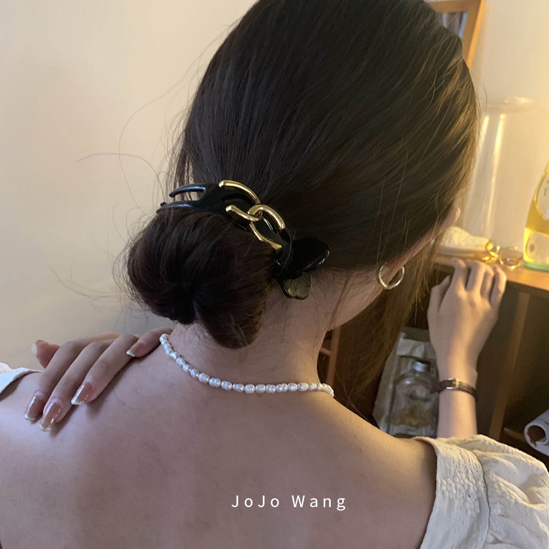 Kẹp Tóc Ngắn Màu Vàng Phong Cách Hàn Quốc Cổ Điển Thời Trang Cho Nữ