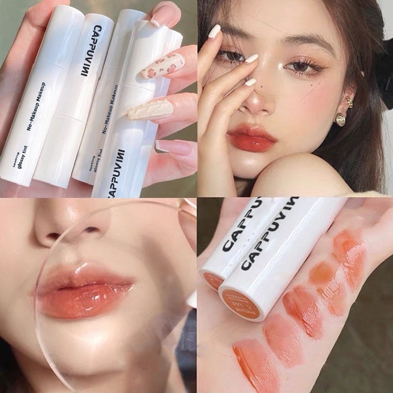 Ahellogirl Son Bóng Dạng Tuýp Nhỏ Màu Trắng Không Phai Màu Phiên Bản Hàn Quốc