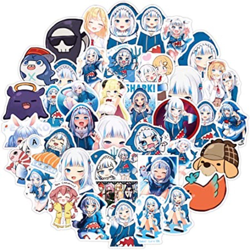 sticker gawr gura hololive 30-60 cái ép lụa / hình dán gawr gura hololive