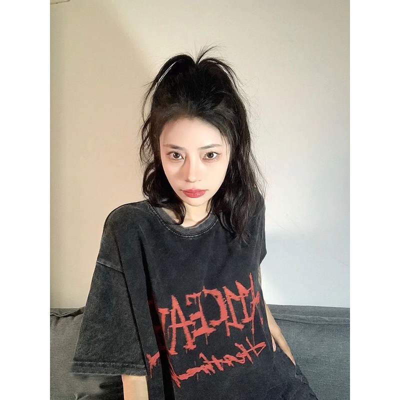 NRVP Áo Thun Đen 100% Cotton Tay Ngắn Dáng Rộng Phong Cách Hàn Quốc Cho Nữ Có Size 5XL