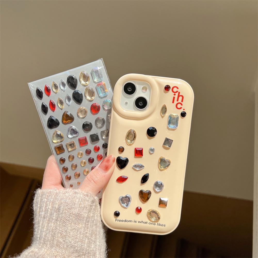 Ốp Điện Thoại TPU Silicon Mềm Chống Sốc Chống Rơi Đính Đá Kiểu Retro Đơn Giản Cho iphone 14 13 12 11 Pro Max