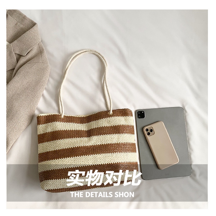 Túi Xách JASMIN NOIR Tote Đeo Vai Dệt Sọc Đơn Giản Cho Nữ