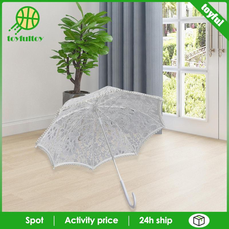 Dù Ren Trắng Cổ Điển Dùng Làm Đạo Cụ Chụp Ảnh Tiệc Hóa Trang