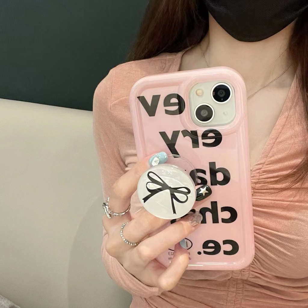Ốp Điện Thoại Hình Cửa Hàng Lilyrose Chất Lượng Cao Có Giá Đỡ Thắt Nơ Bướm Màu Hồng / Đen Cho iPhone 14 12 13 11 Pro Max