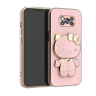 Ốp Điện Thoại Tpu Dẻo Gắn Gương Trang Điểm Hình Mèo Hello Kitty Cho POCO X3 NFC Pocophone M3 M4 Pro F3 GT
