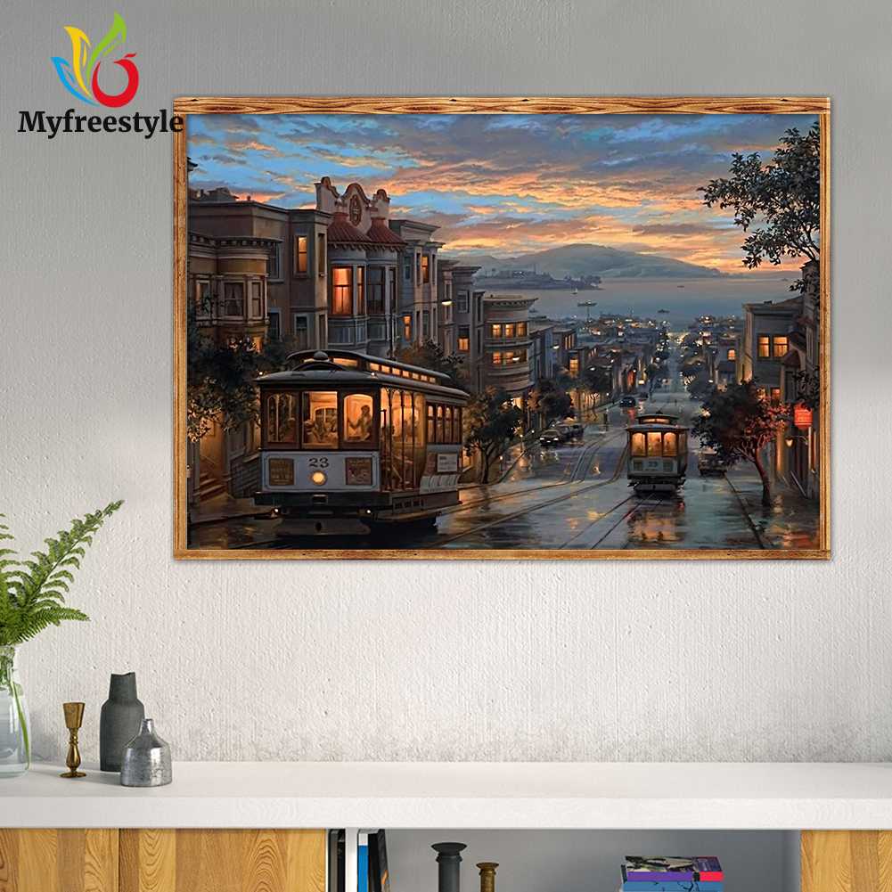 40 X 30cm Tranh Đính Đá Kim Cương Toàn Bộ 5D Diy Hình Vẽ Thành Phố Yên Tĩnh