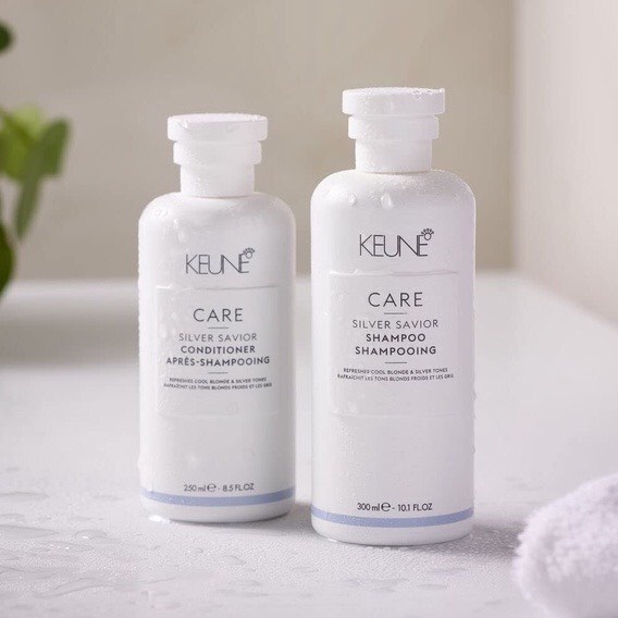 Gội xả tím khử vàng dành cho tóc nhuộm màu sáng Keune CARE Silver Savior 1000mlx2