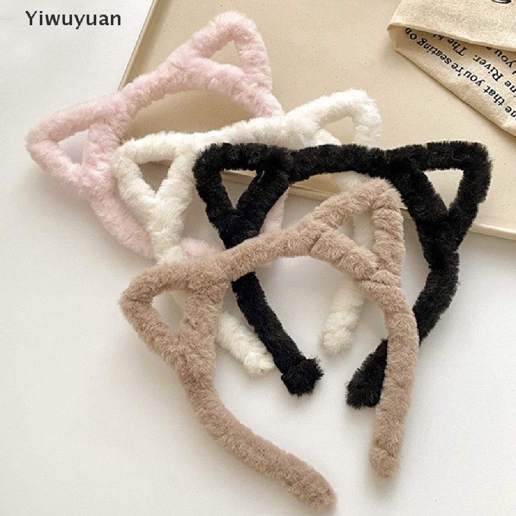 < Yiwuyuan > Băng Đô Cài Tóc Bằng Len Nhung Lông Nhung Tai Mèo Thời Trang Thu Đông Dành Cho Nữ Rửa Mặt