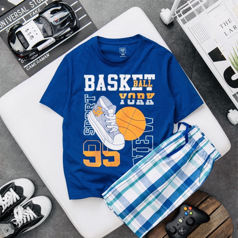 Bộ đồ bé trai quần thô caro áo cotton size đại 23-58kgp