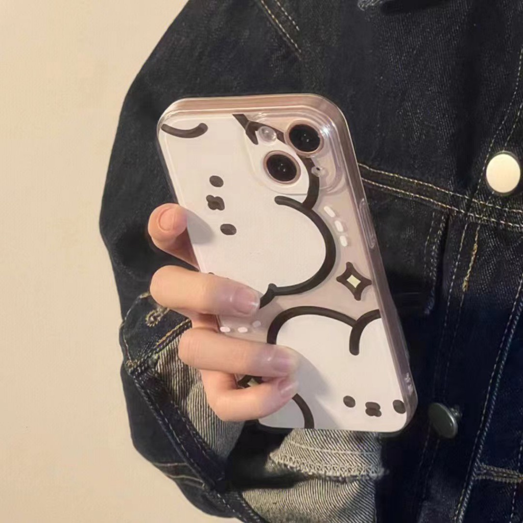 ✅Ốp Điện Thoại Mềm In Hình Thỏ Nửa Mặt Dễ Thương Cho iPhone 14 / 13promax 12 / 11pro xr / 7 / 8Plus