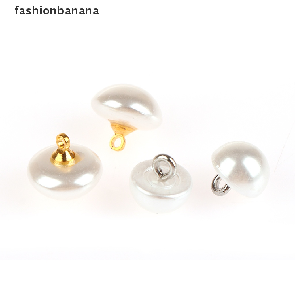 Set 10 Nút Nhựa Hình Nấm Đính Ngọc Trai Giả 10mm / 12mm Trang Trí Quần Áo DIY