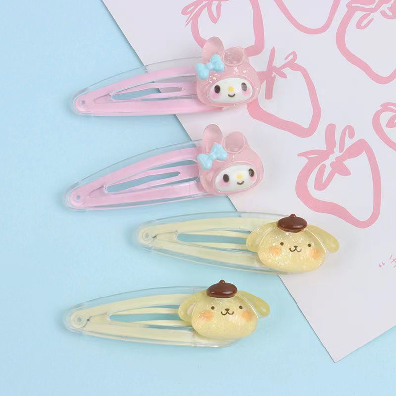 Set 2 Kẹp Tóc Sanrio mymelody Kuromi Cinnamon Pompom Purin Cá Tính Thời Trang Cho Nữ