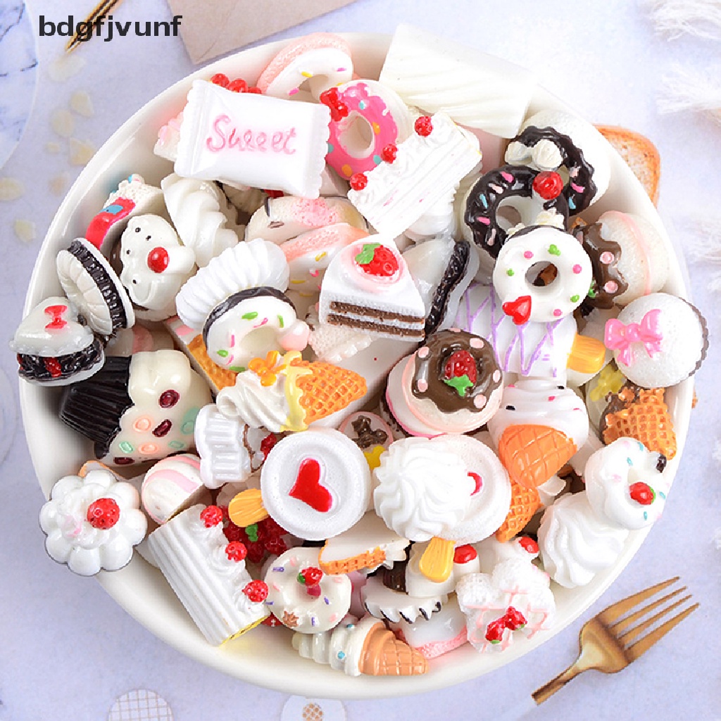 Set 10 Phụ Kiện Trang Trí Bánh Kẹo Hình Trái Cây Bằng Nhựa Resin Diy