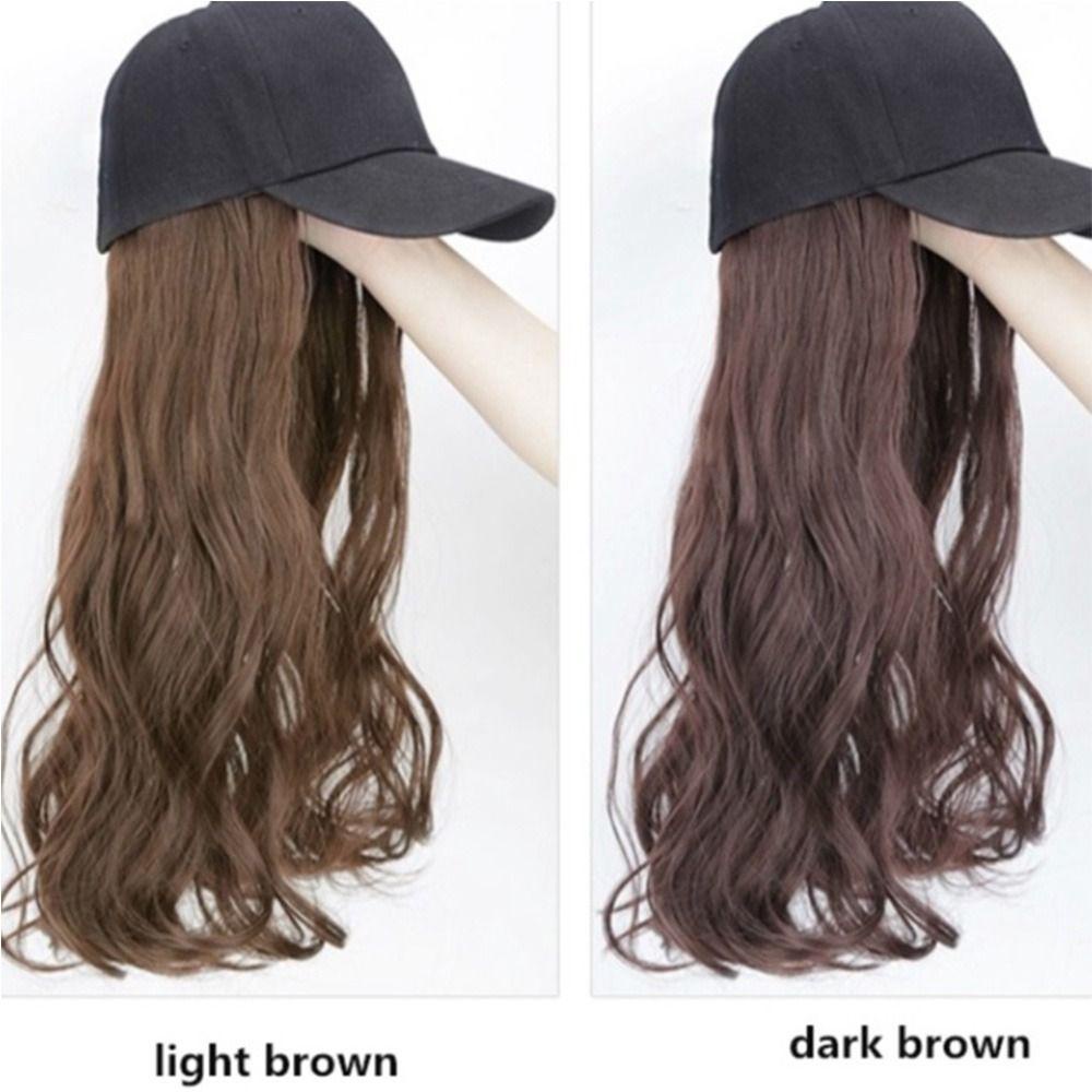 Bộ Tóc Giả Dài Uốn Xoăn Kèm Mũ Thời Trang Cho Nữ