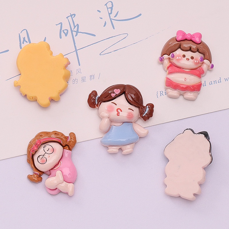 Charm trang trí hình cô gái mũm mĩm dễ thương | charm deco điện thoại kẹp tóc DIY