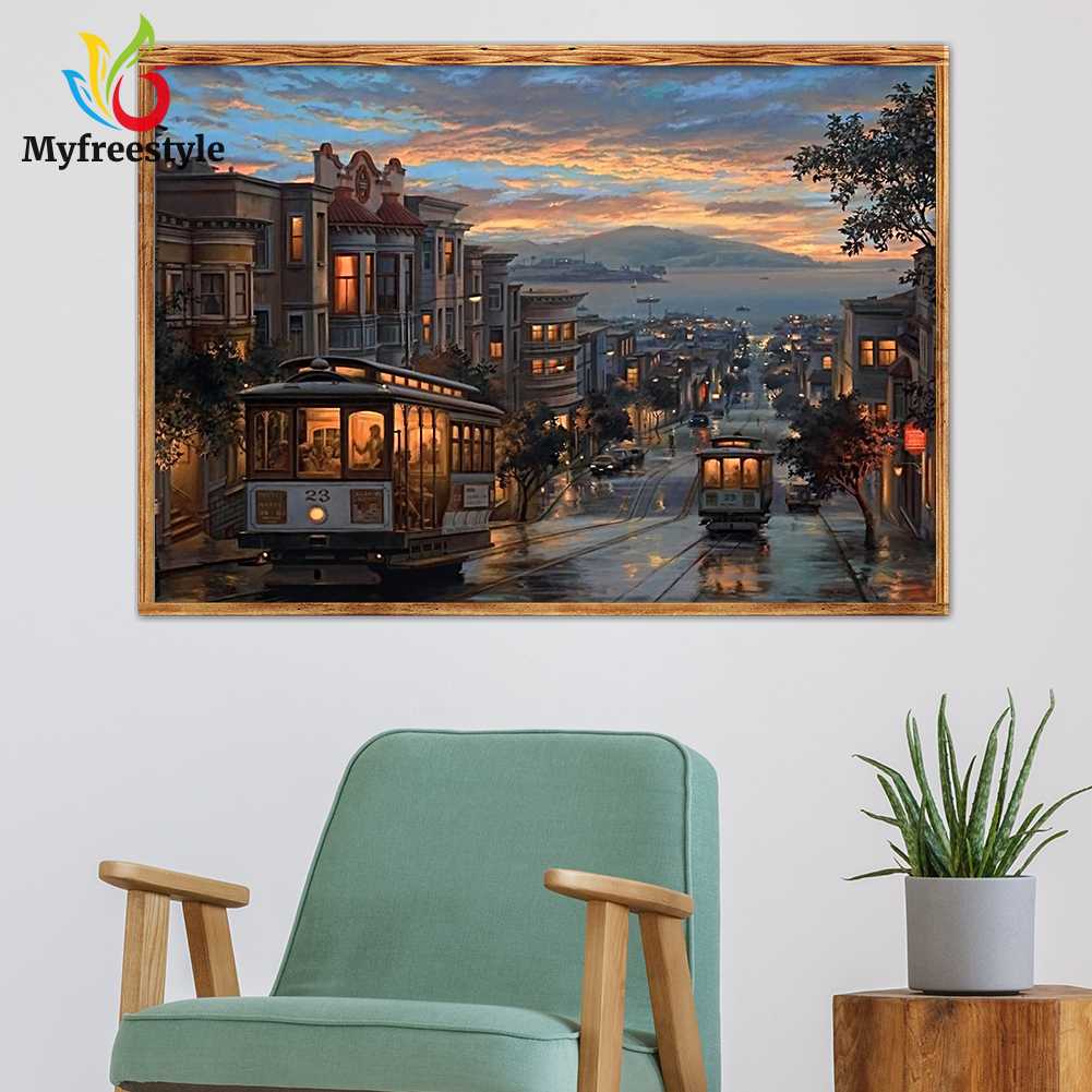 40 X 30cm Tranh Đính Đá Kim Cương Toàn Bộ 5D Diy Hình Vẽ Thành Phố Yên Tĩnh